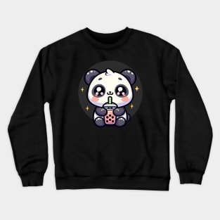 Kawaii Panda Drinking boba Crewneck Sweatshirt